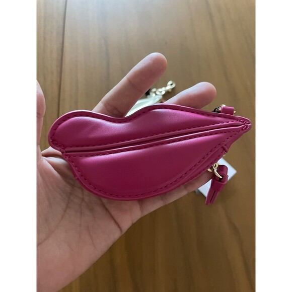 Set of 3 Diane Von Furstenberg DVF Target Red lip Coin Pouch Pink Gold Valentine - Picture 4 of 4